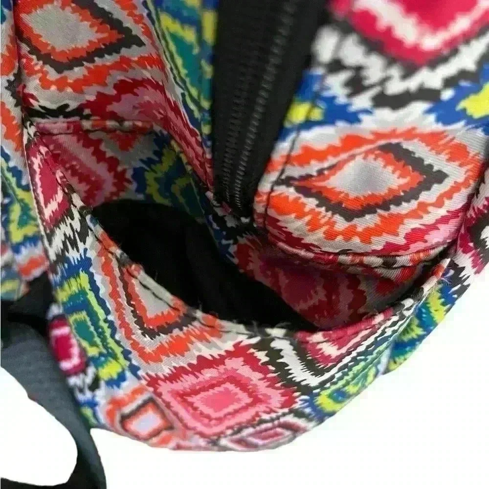 GO! SAC Backpack Colorful Geometric Side Pockets Black Straps